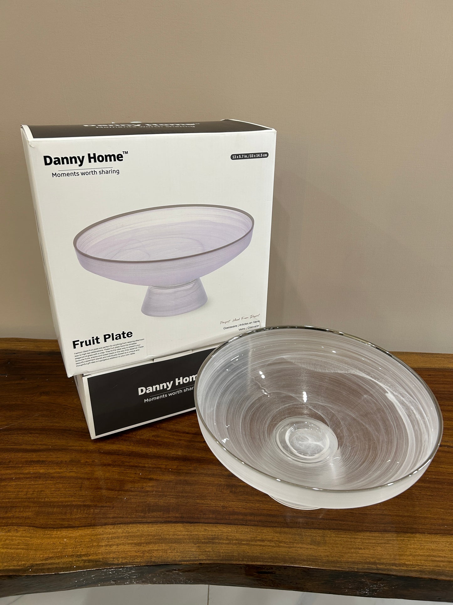 Danny Home Arctic Mist Glass Fruit Plate (Large)