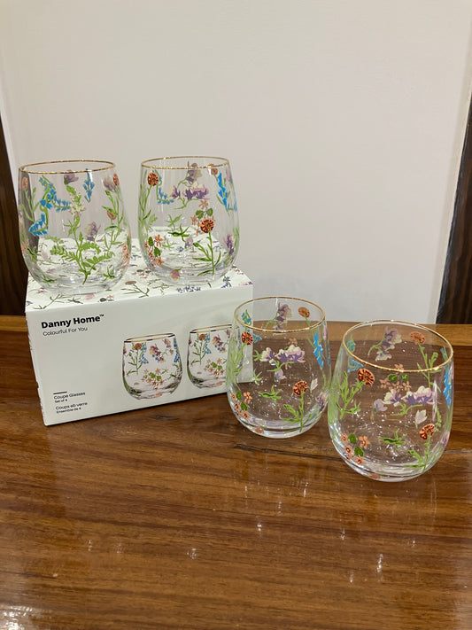 Danny Home Flower Short Glass 4Pcs (410ml)