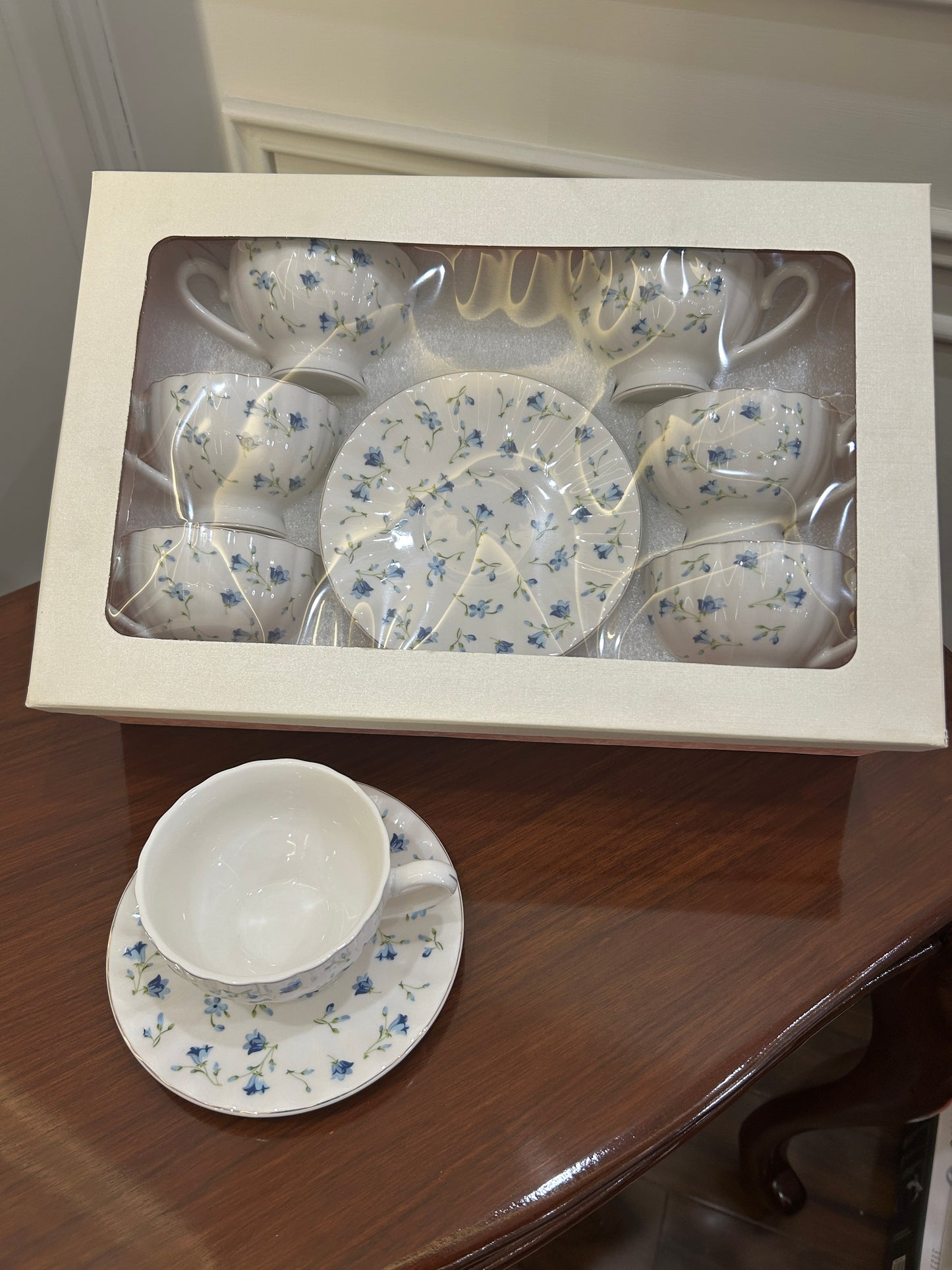 Premium Blue Bloom Cup Saucer Set 12Pcs