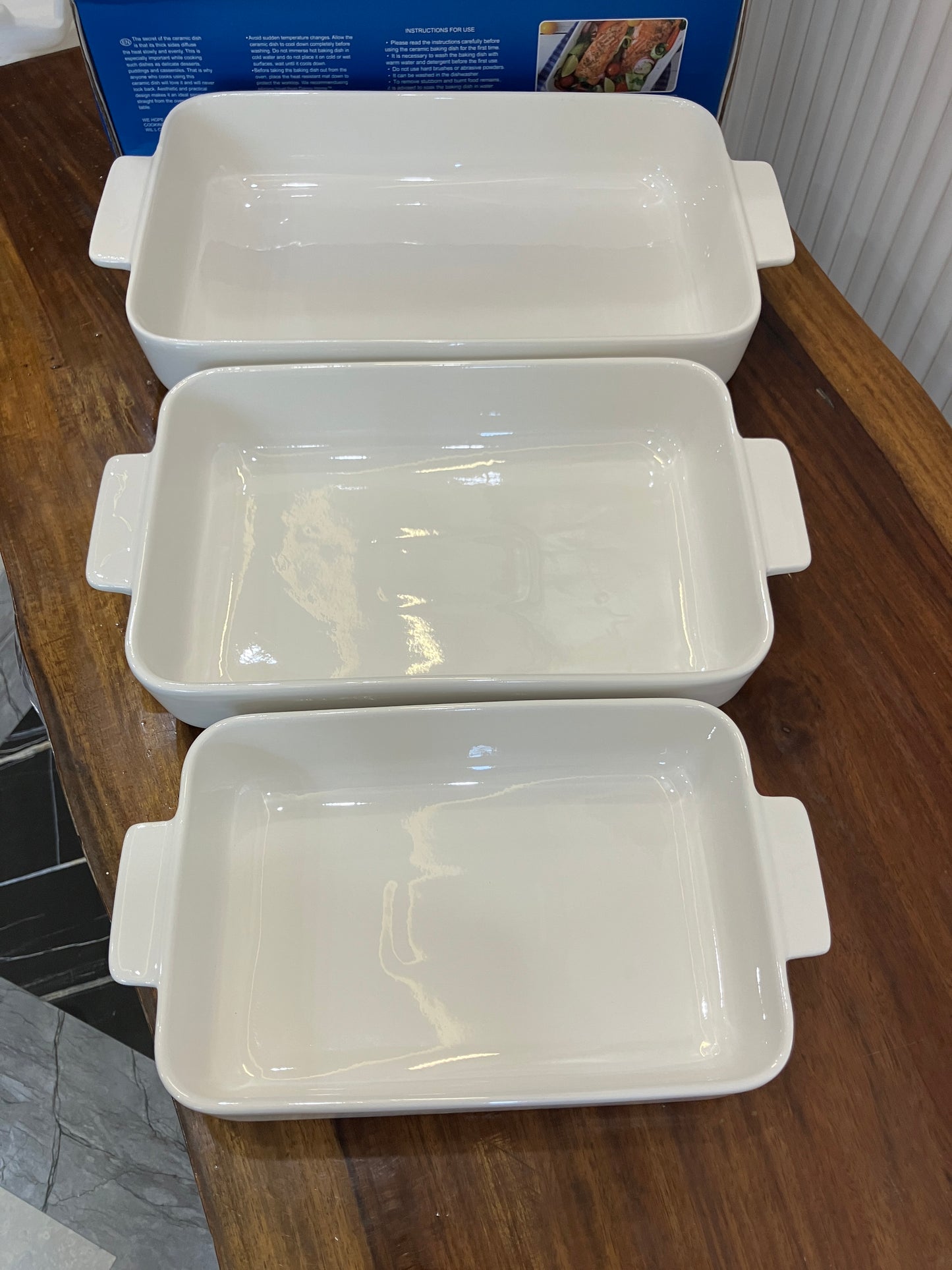 Danny Home White Porcelain Bakeware Casserole 3Pcs