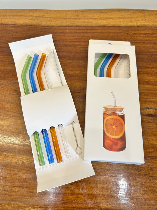 Multicolour Glass Straw 5Pcs