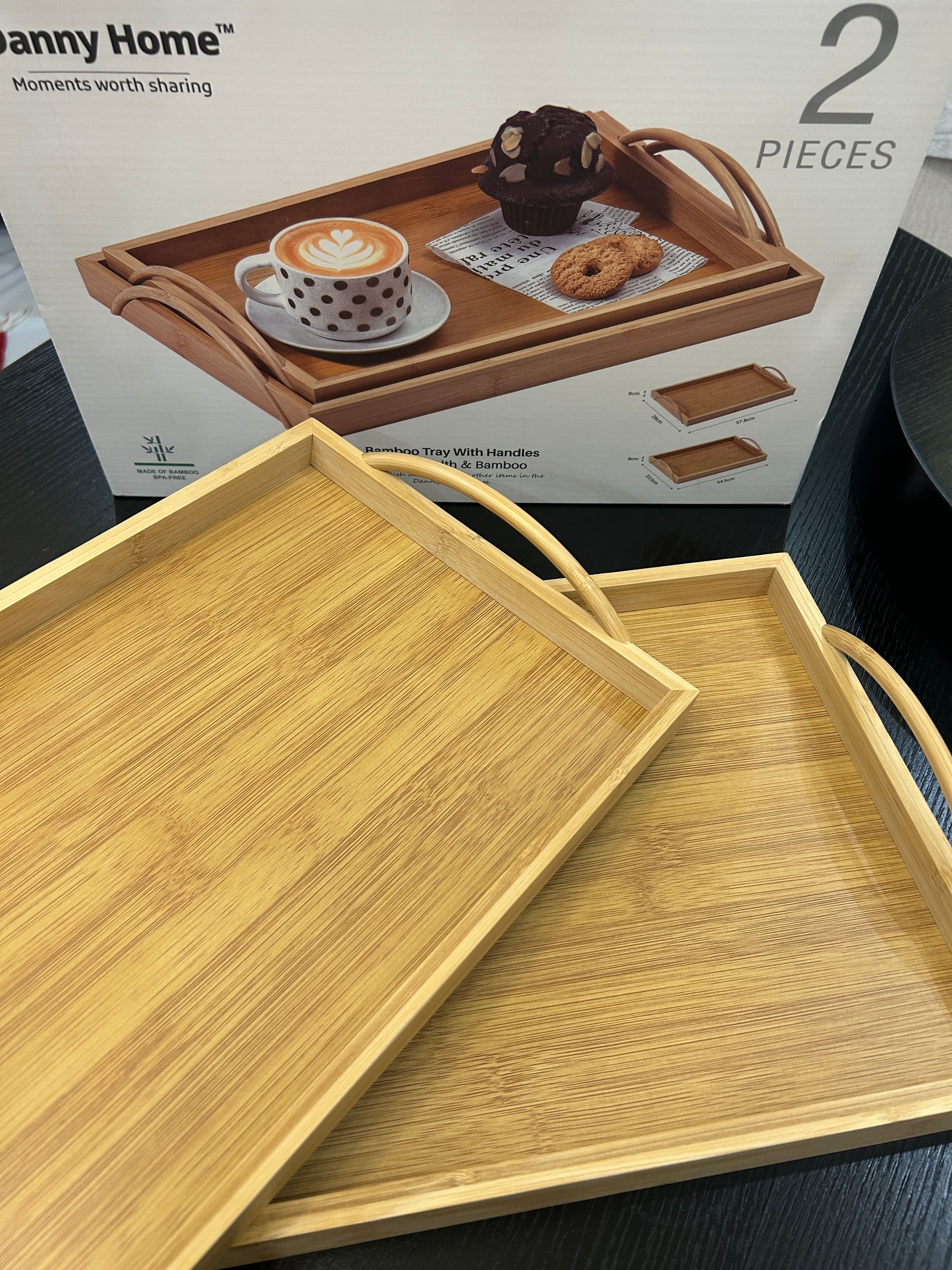 Danny Home Bamboo Tray Set 2Pcs