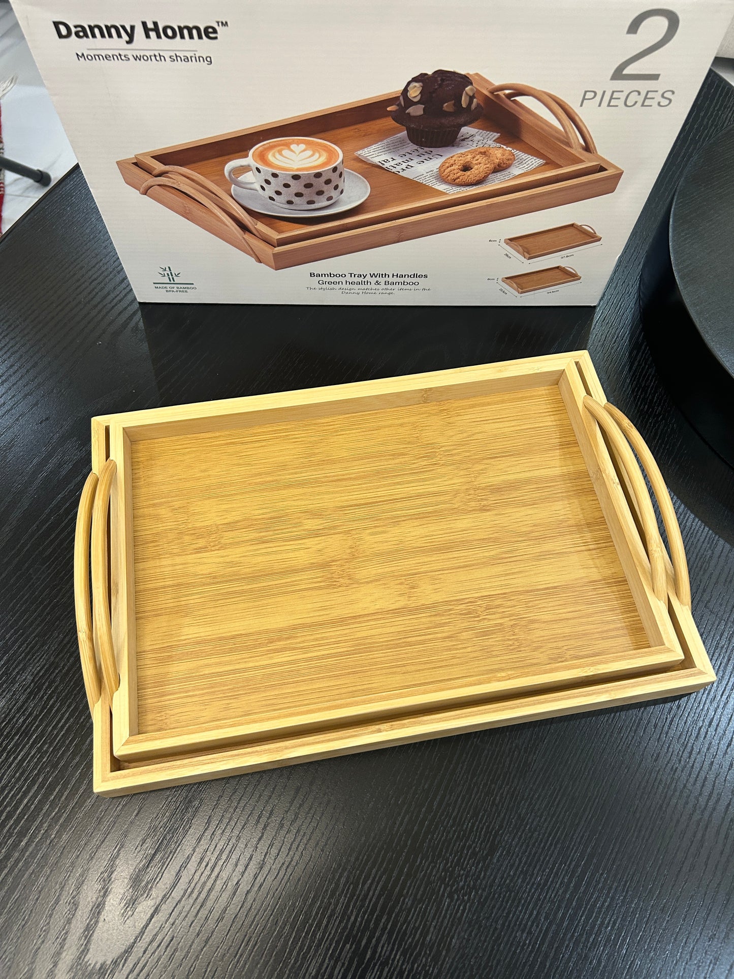 Danny Home Bamboo Tray Set 2Pcs
