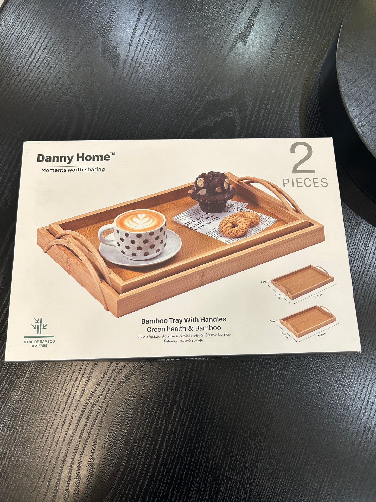 Danny Home Bamboo Tray Set 2Pcs