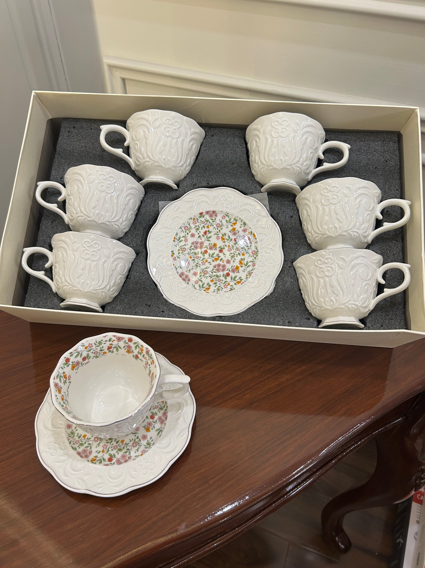 Premium Floral Cup Saucer Set 12Pcs