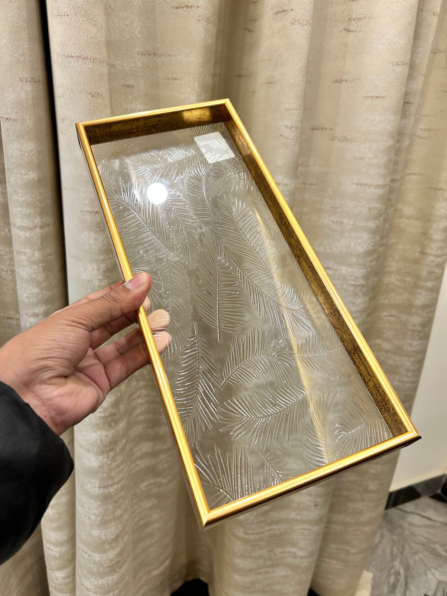 Golden Acrylic Decor Tray Leaves 1Pcs
