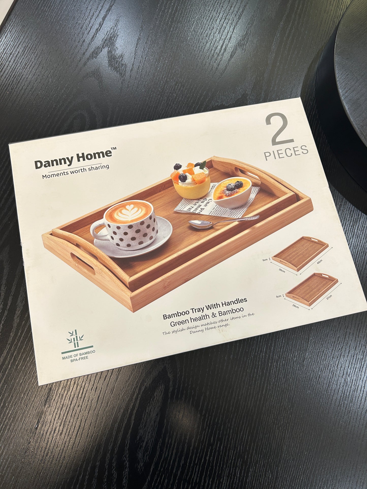 Danny Home Bamboo Tray Set 2Pcs