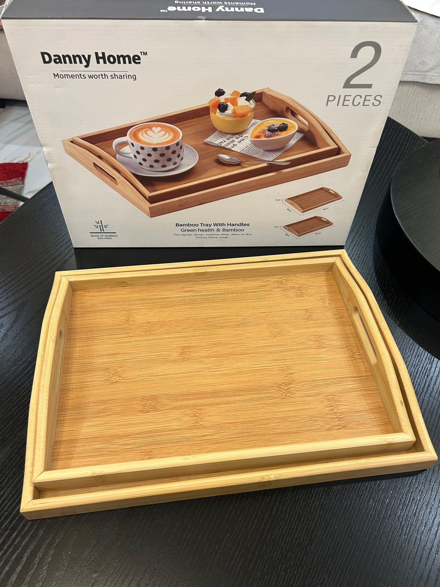 Danny Home Bamboo Tray Set 2Pcs