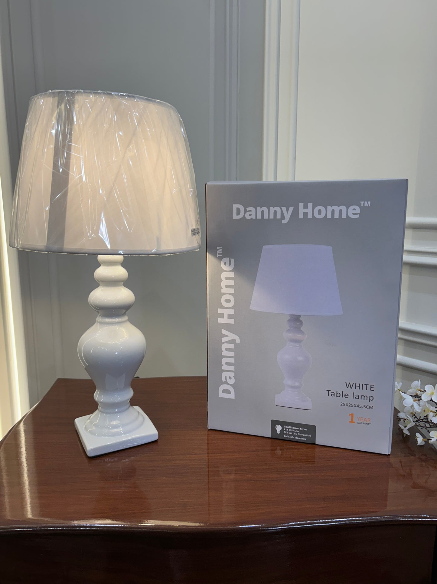 Danny Home Ceramic White Lamp 1Pcs