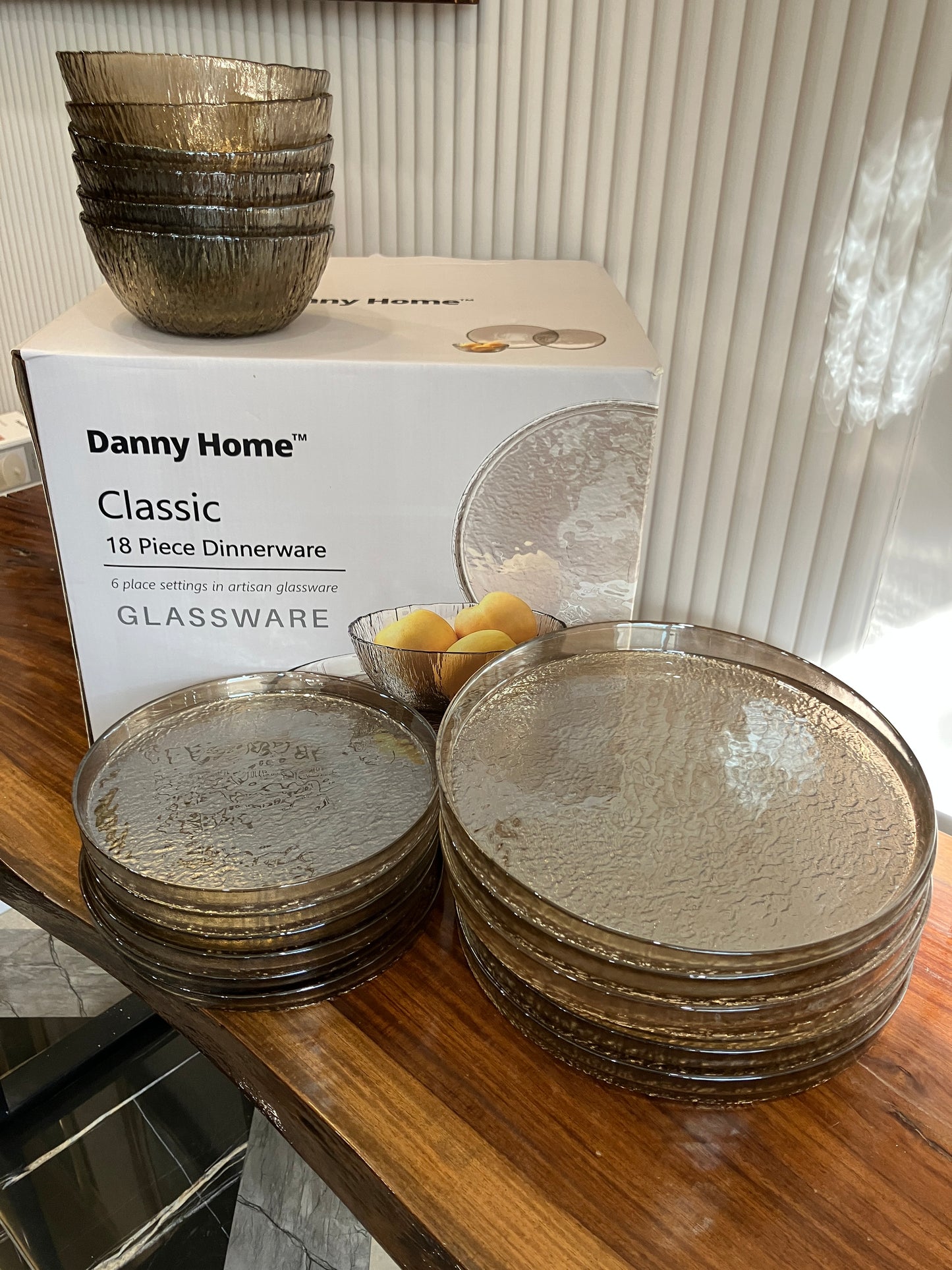 Danny Home Premium Glass Plate Set 18Pcs