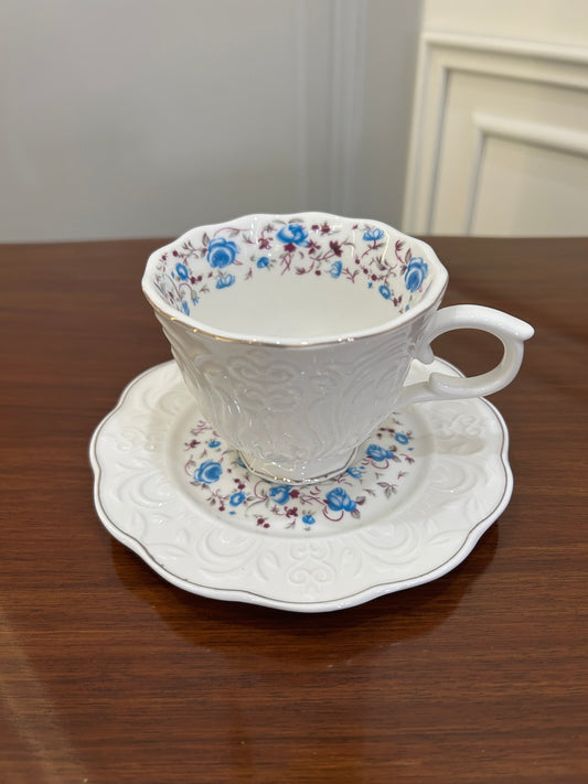 Premium Blue Floral Cup Saucer Set 12Pcs