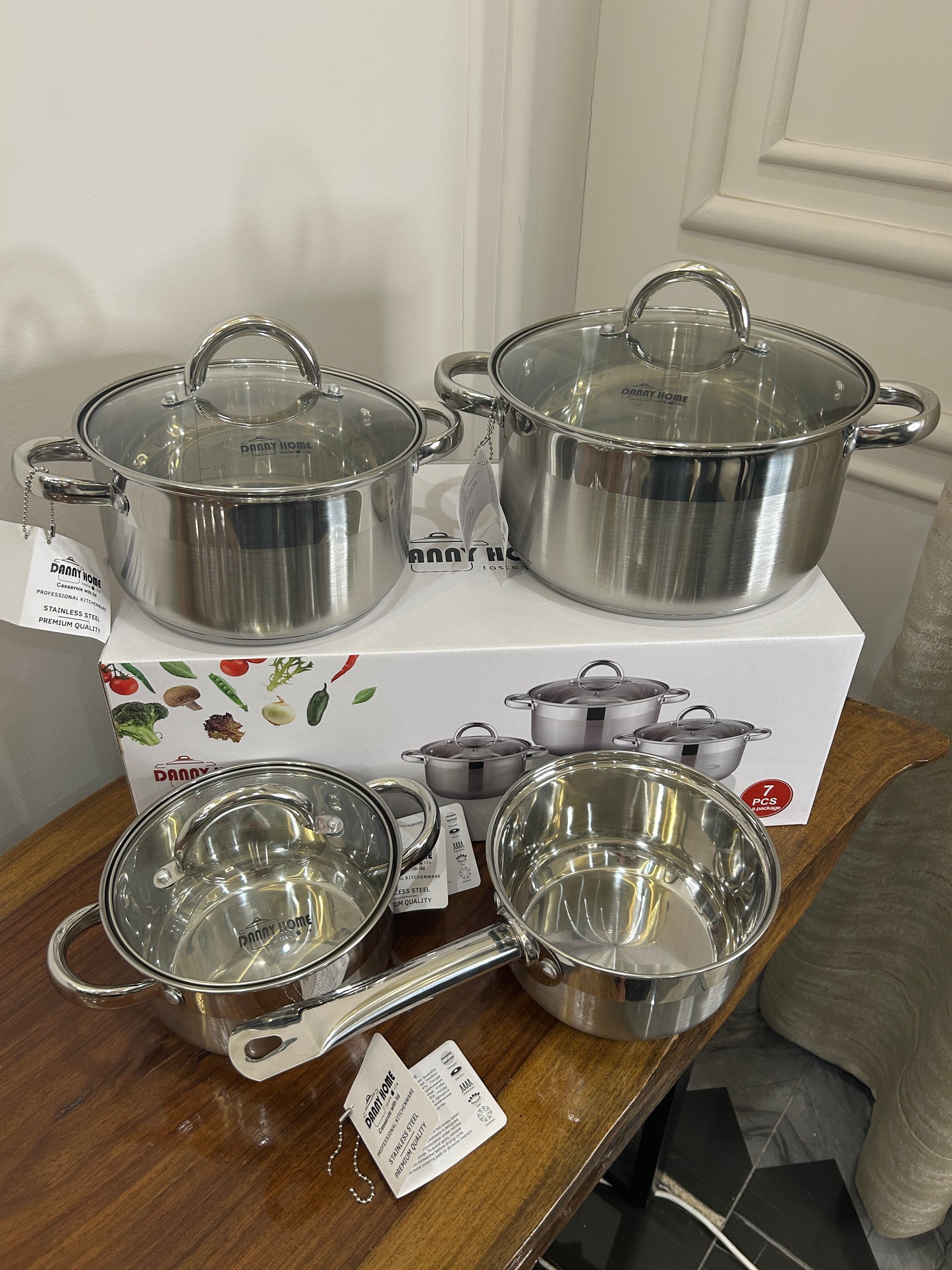 Danny Home Stainless Steel Cookware Set 7Pcs