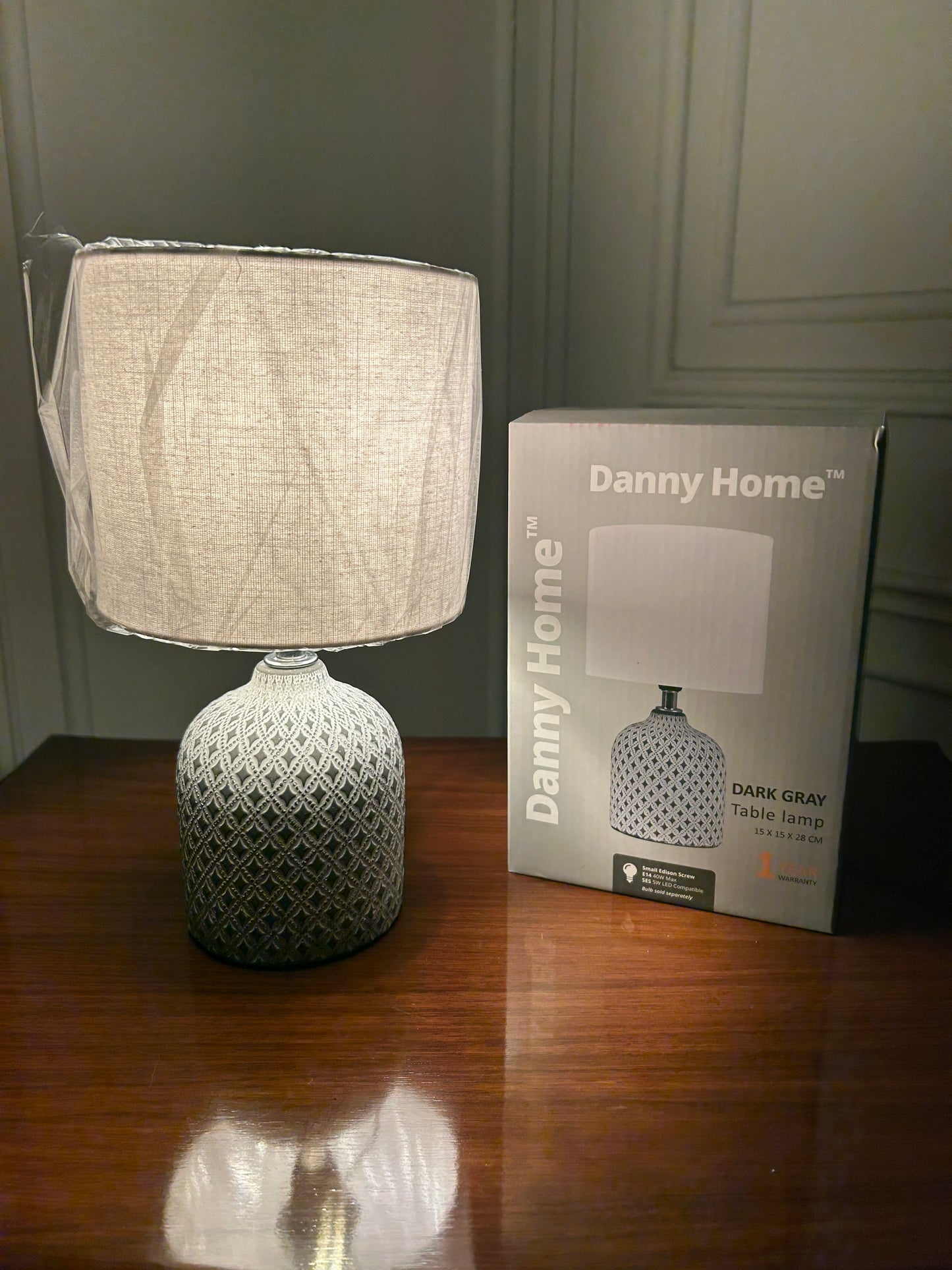 Danny Home Dark Grey Ceramic Table Lamp 1Pcs