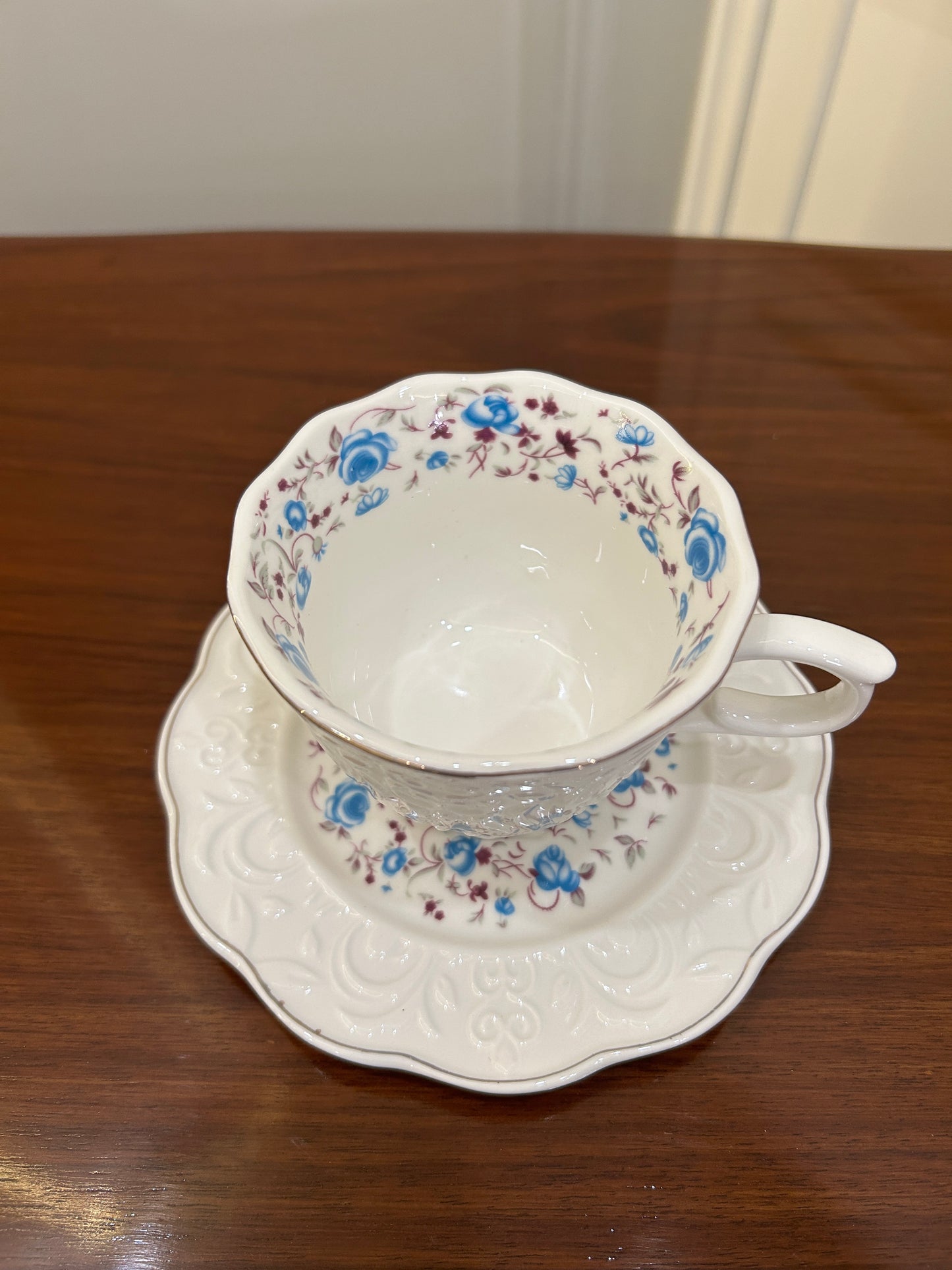 Premium Blue Floral Cup Saucer Set 12Pcs