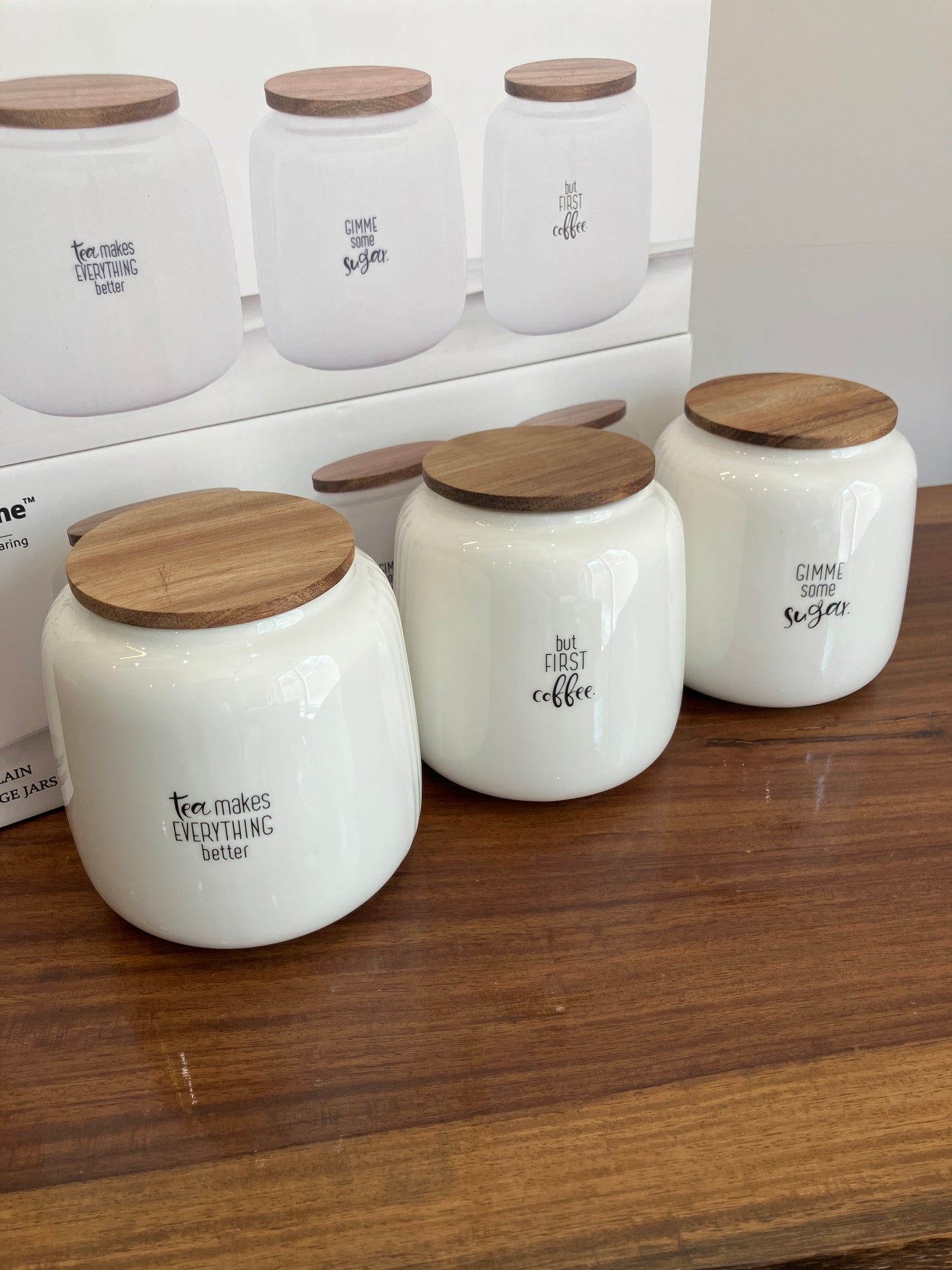 Danny Home Ceramic Tea Coffee Sugar Jar Set 3Pcs