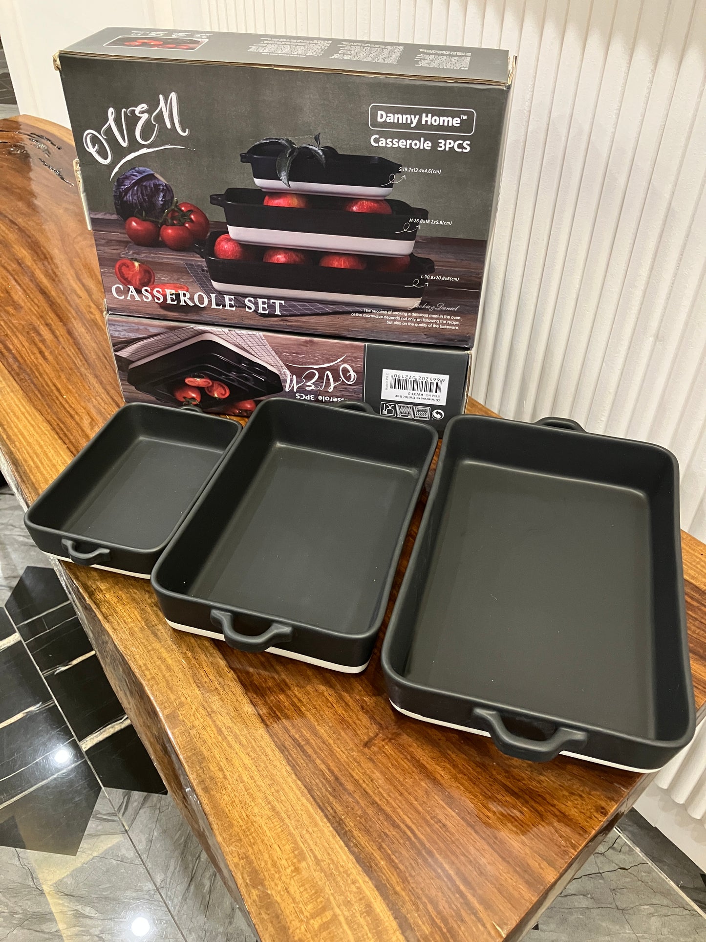Danny Home Black Casserole Set 3Pcs