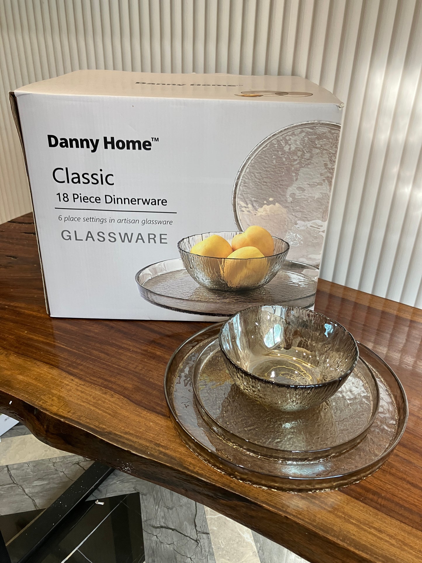 Danny Home Premium Glass Plate Set 18Pcs