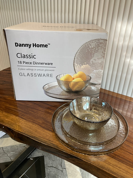 Danny Home Premium Glass Plate Set 18Pcs