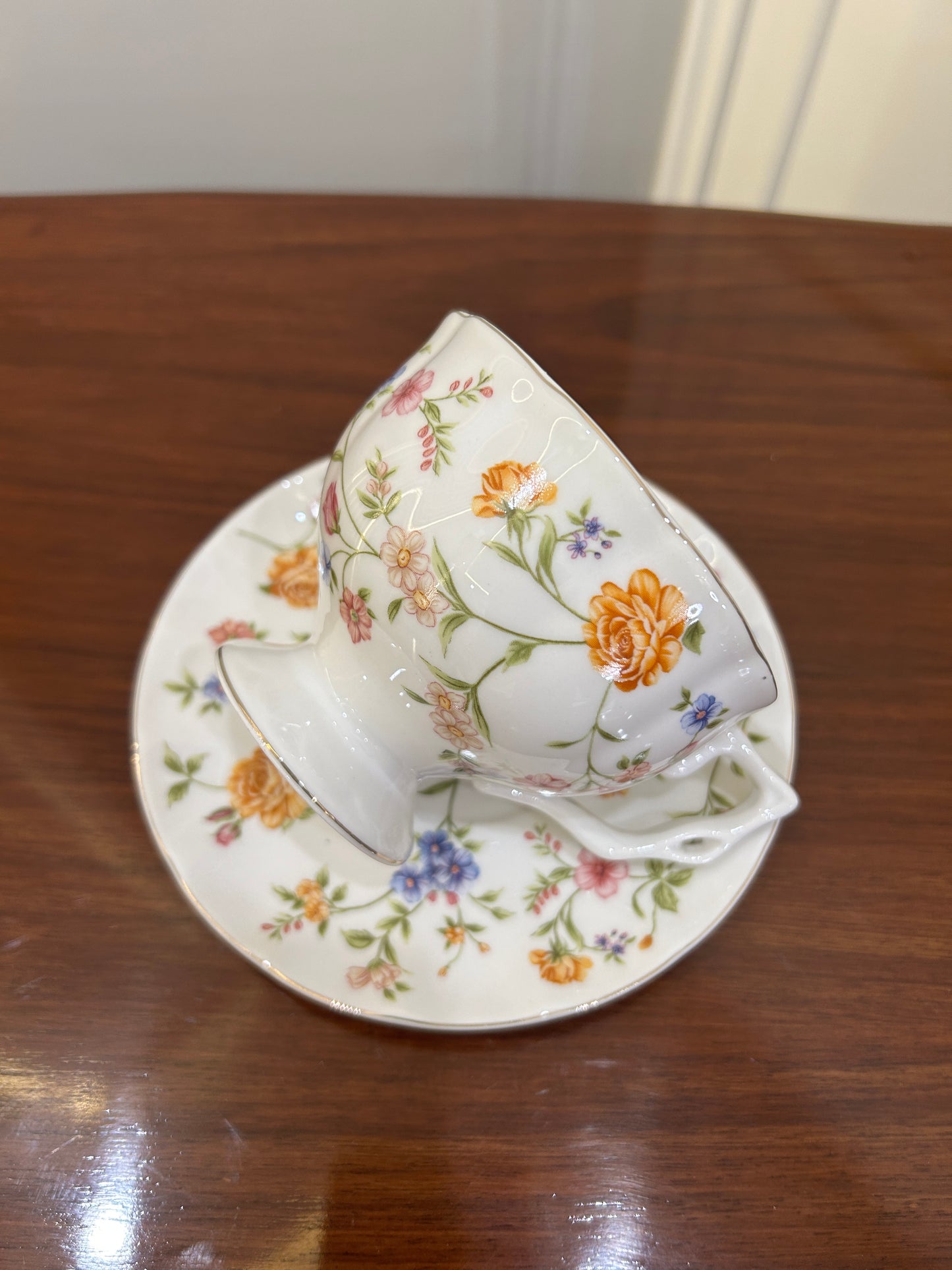 Premium Autumn Floral Cup Saucer Set 12Pcs