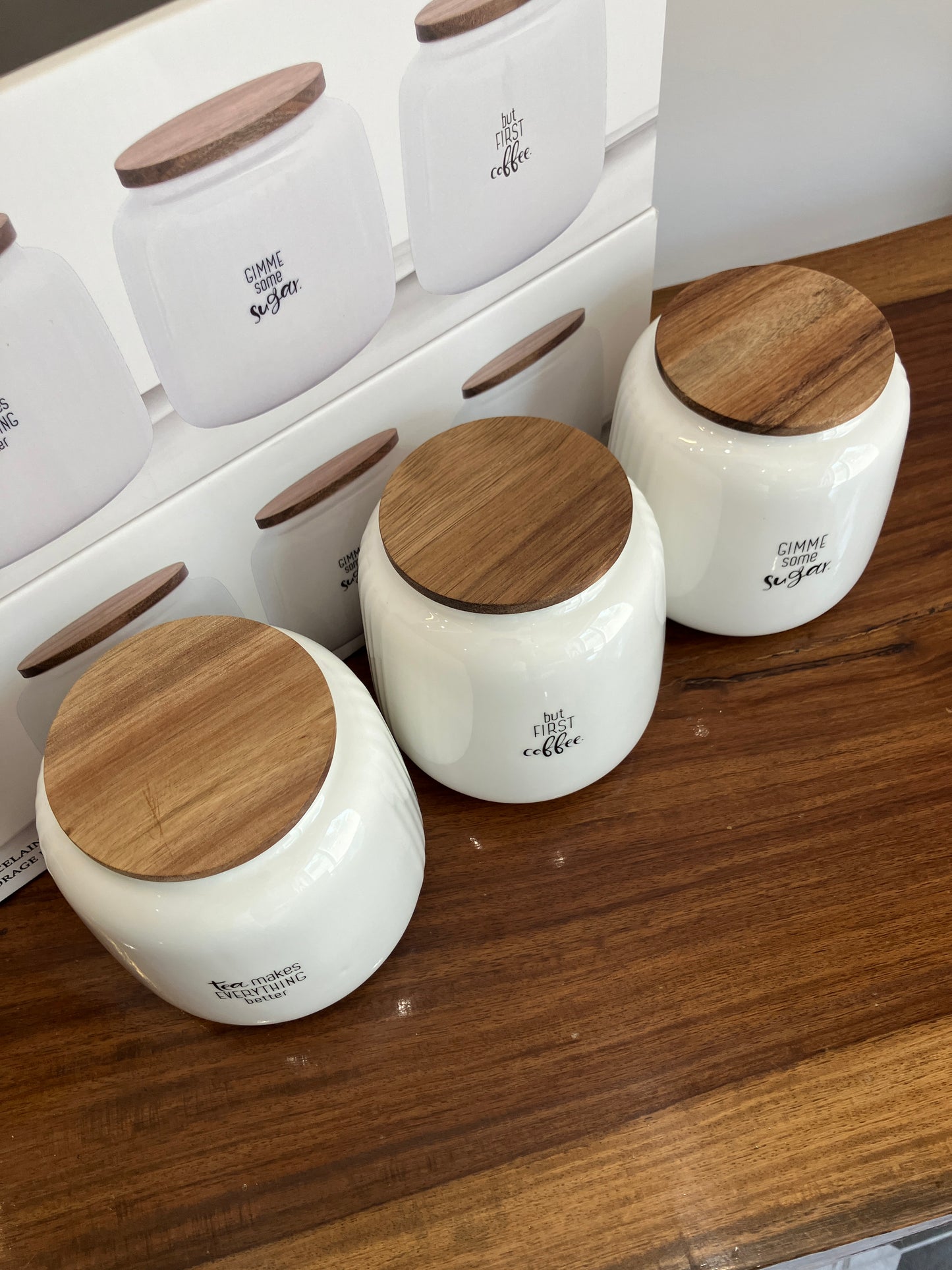 Danny Home Ceramic Tea Coffee Sugar Jar Set 3Pcs
