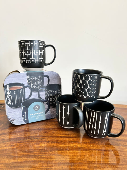 Danny Home Matt Black Mugs 4Pcs
