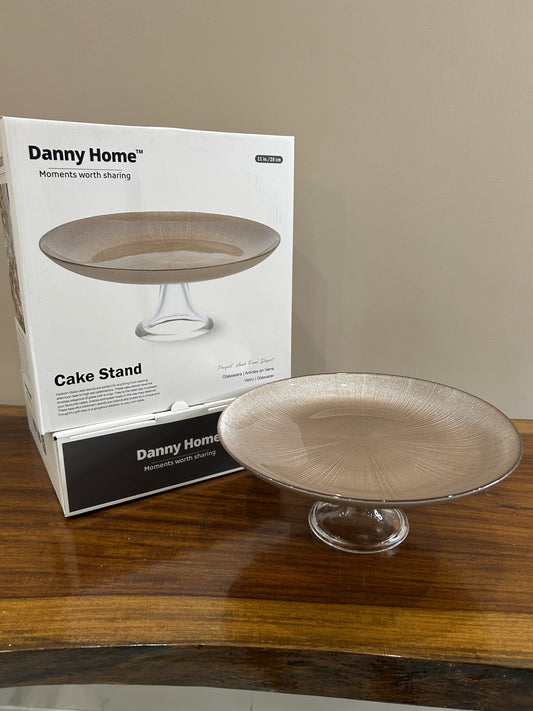 Danny Home Glass Cake Dish Shiny Beige