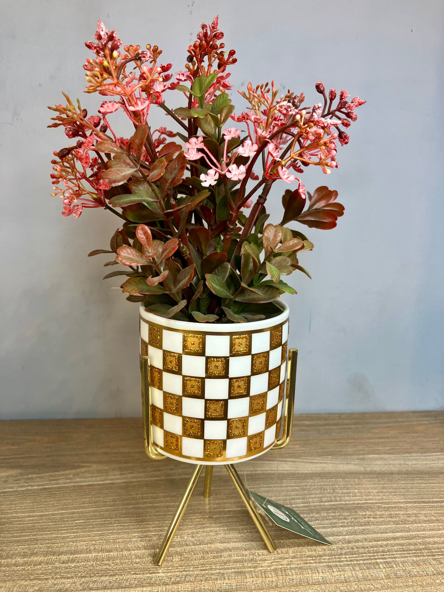 Gold Accent Artificial Flower Pot