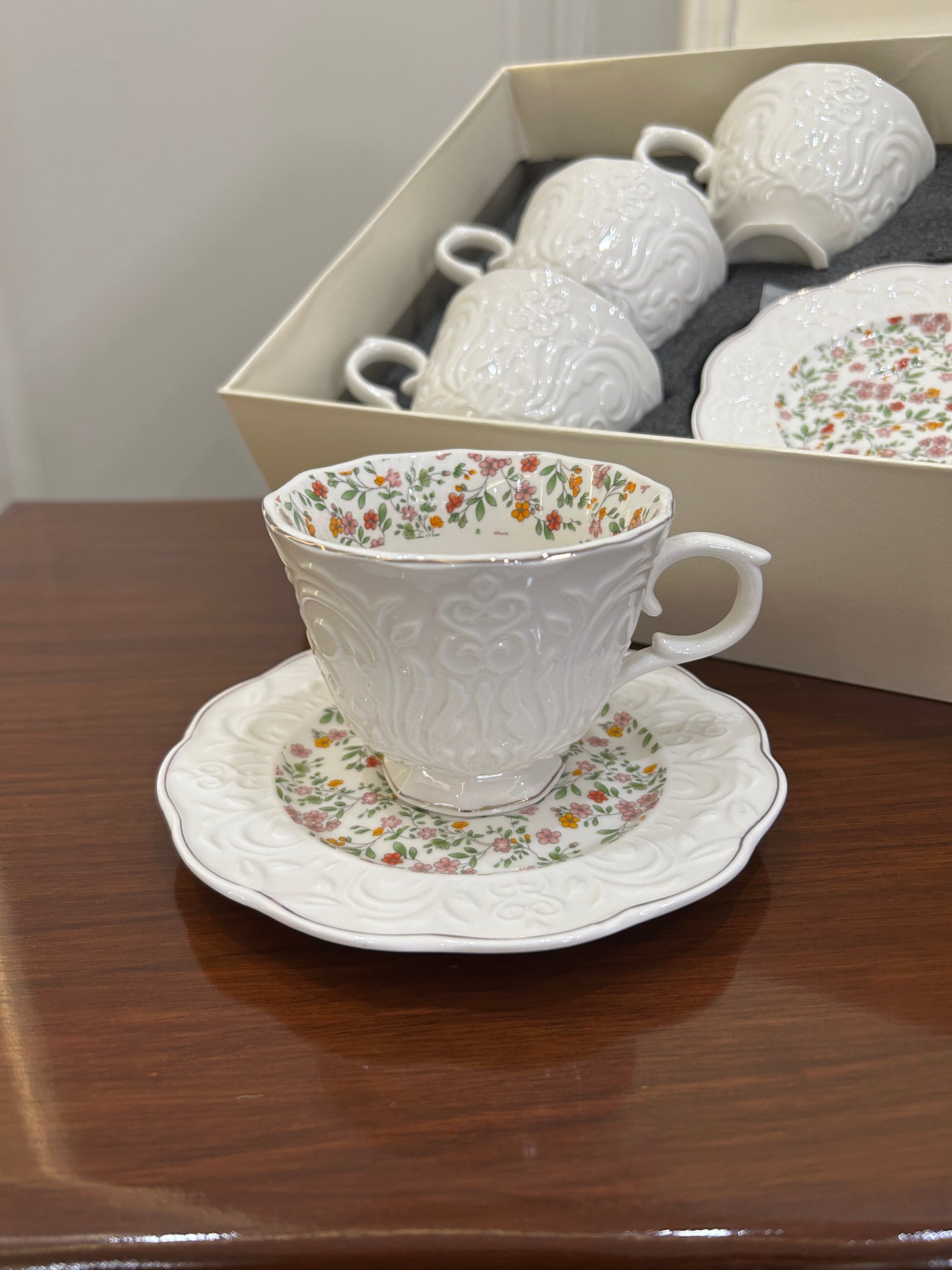 Premium Floral Cup Saucer Set 12Pcs