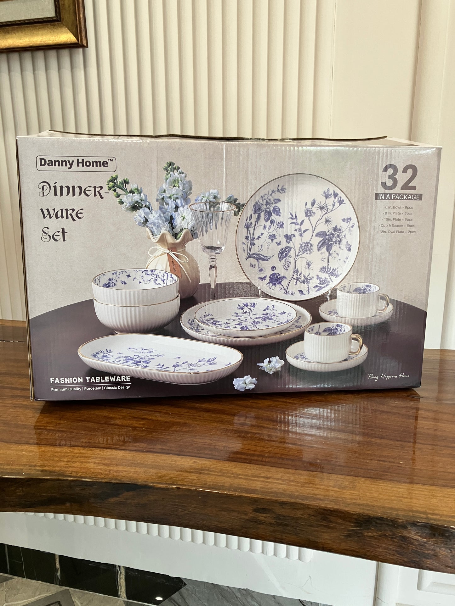 Danny Home Blue Gold Breakfast Set 32Pcs