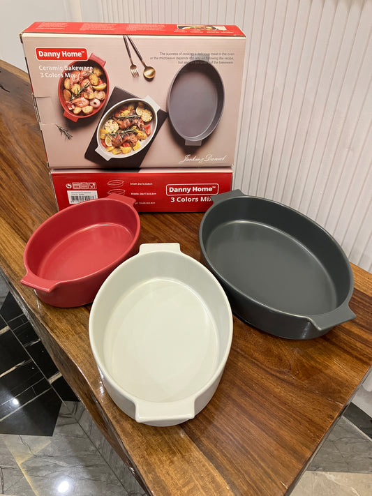 Danny Home Porcelain Bakeware Dishes 3Pcs