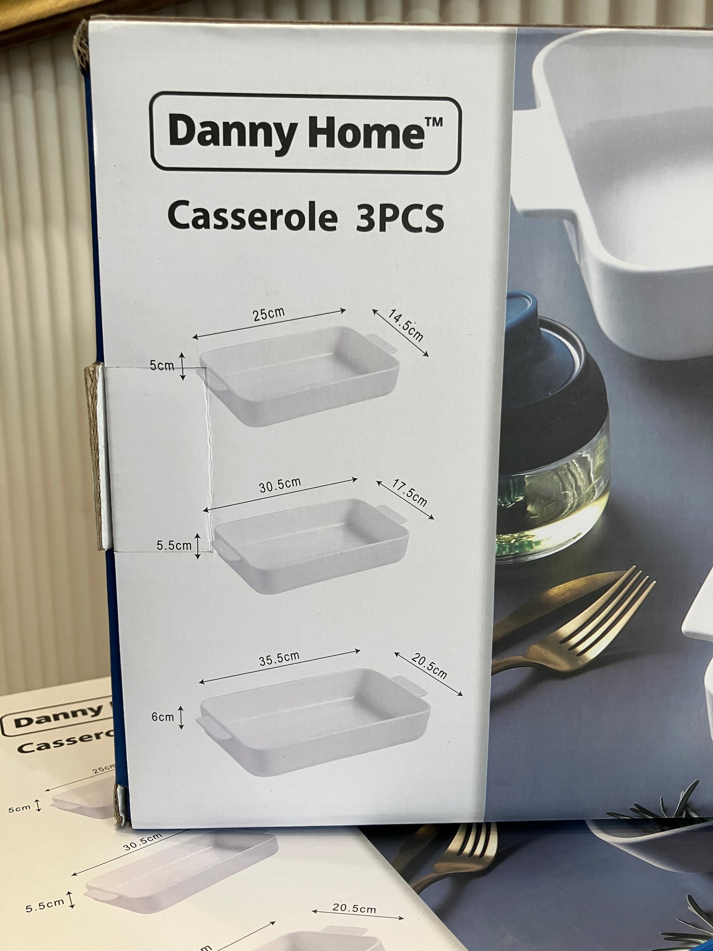 Danny Home White Porcelain Bakeware Casserole 3Pcs