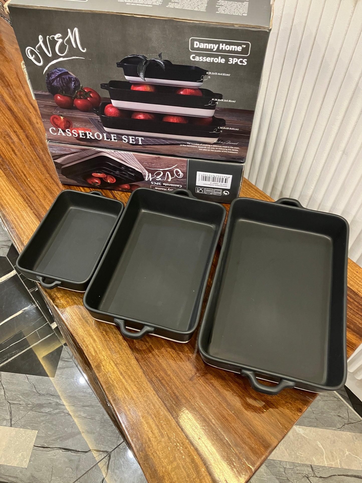 Danny Home Black Casserole Set 3Pcs
