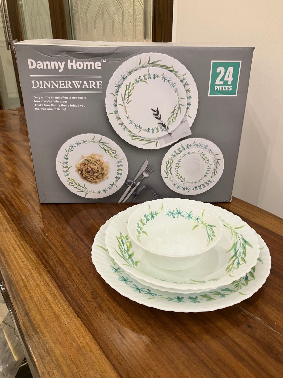 Danny Home Opal Forest Green Dinner Set 24Pcs