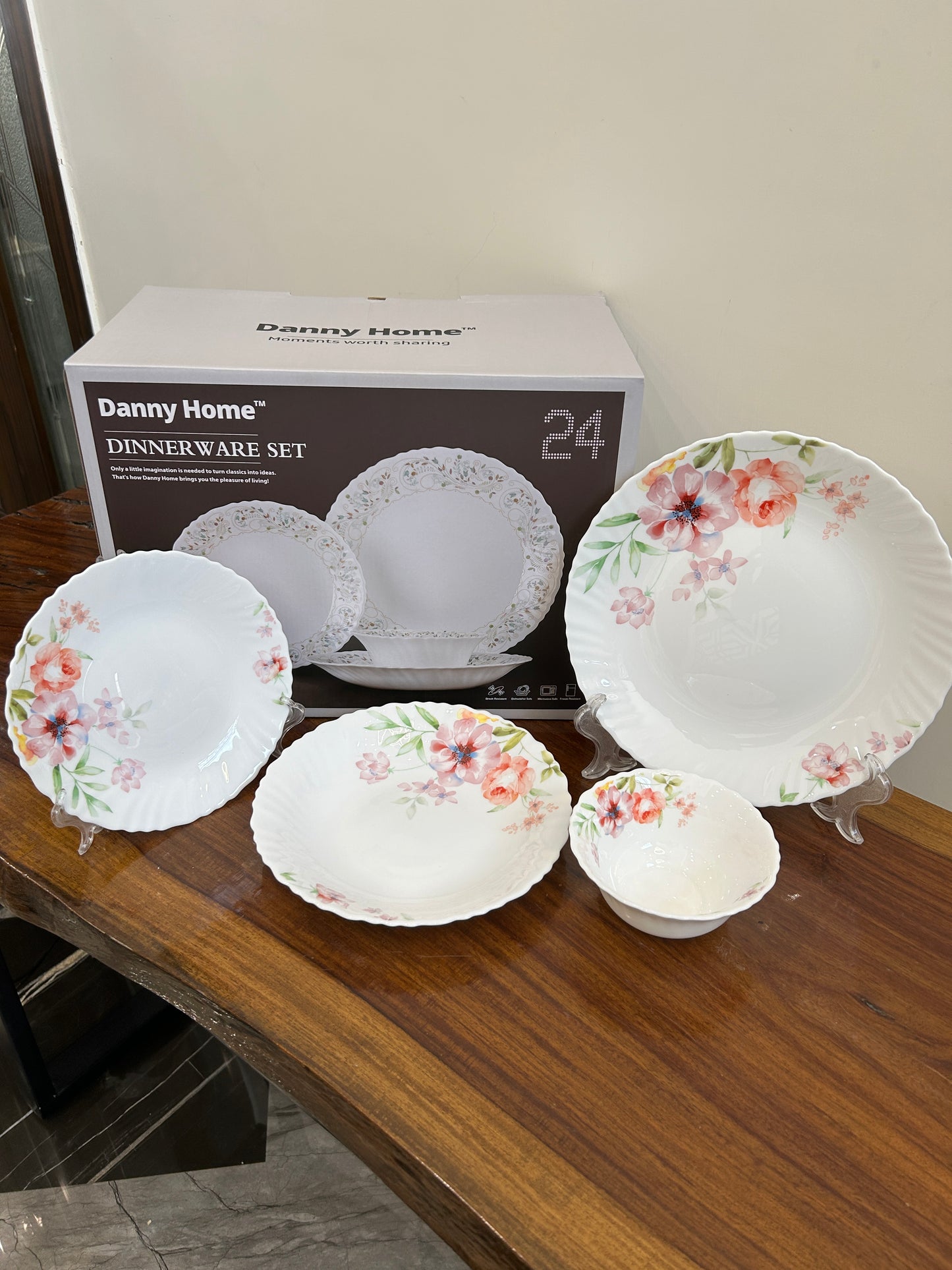 Danny Home Opal Plate Flower Set 24Pcs