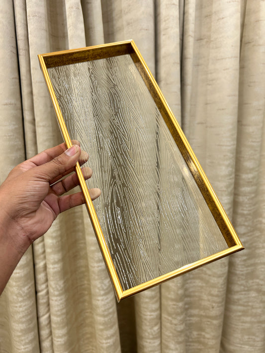 Golden Acrylic Tray Wood 1Pcs