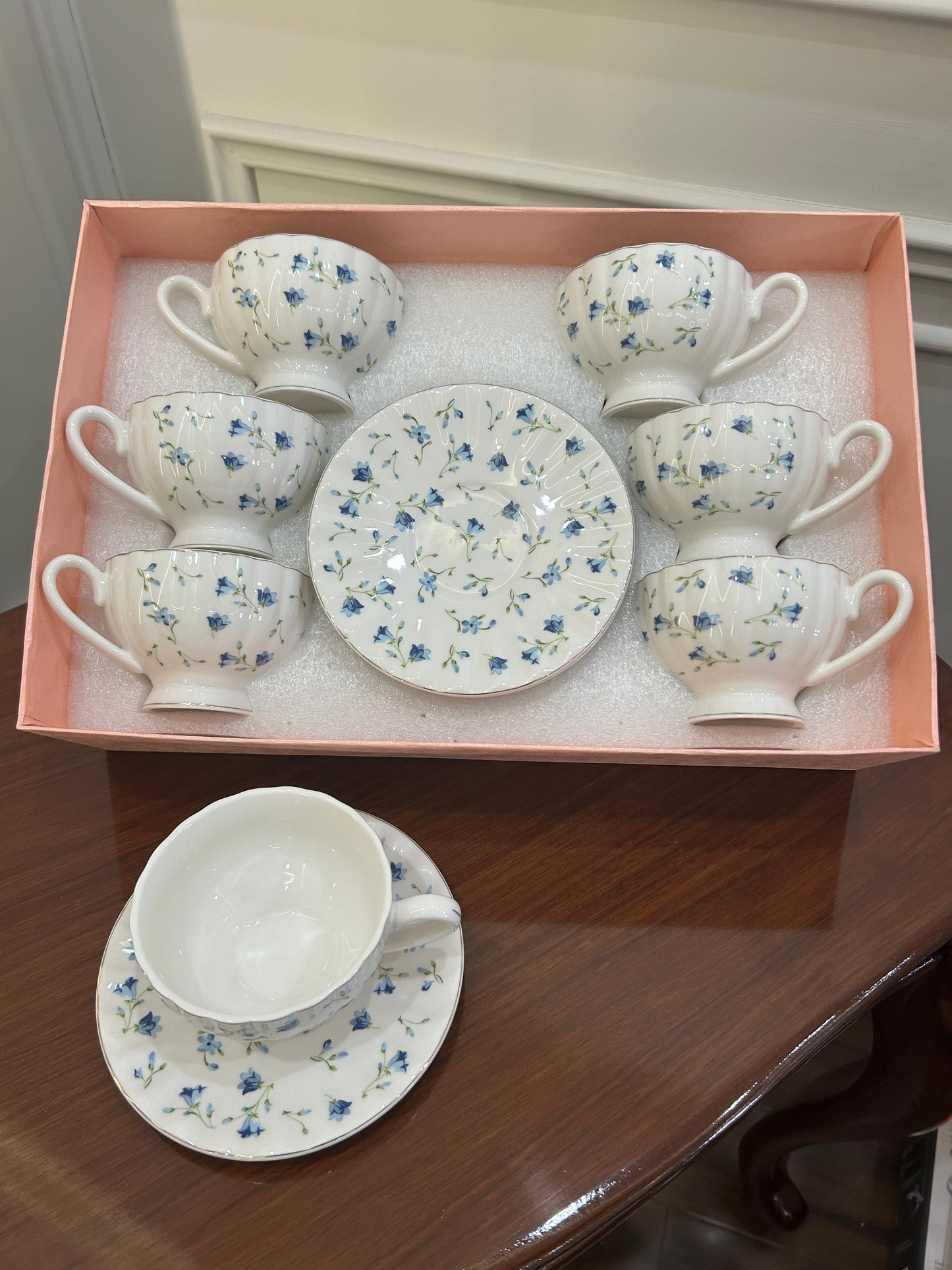 Premium Blue Bloom Cup Saucer Set 12Pcs