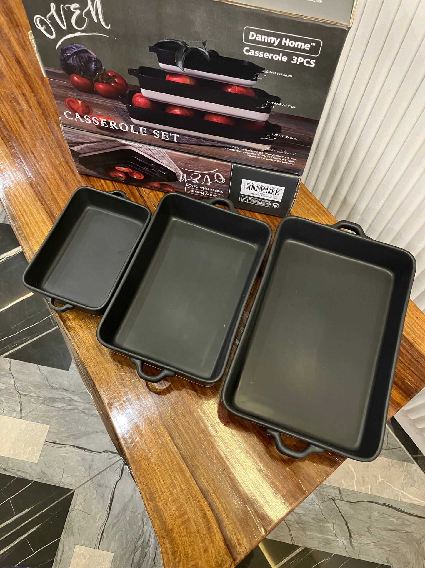 Danny Home Black Casserole Set 3Pcs