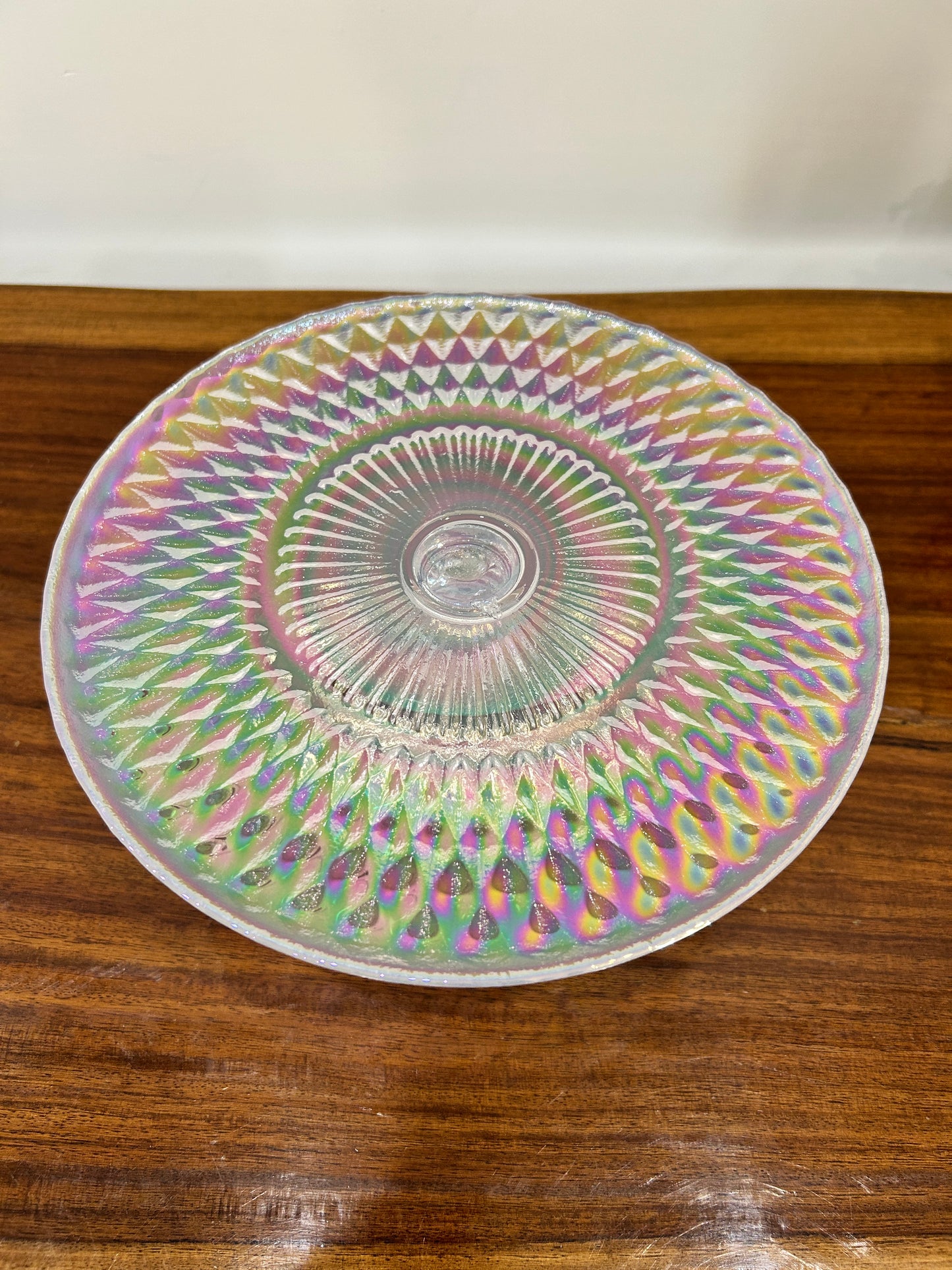 Danny Home Small Glass Cake Stand Rainbow