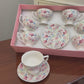 Premium Vintage Petal Cup Saucer Set 12Pcs