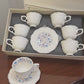 Premium Blue Floral Cup Saucer Set 12Pcs