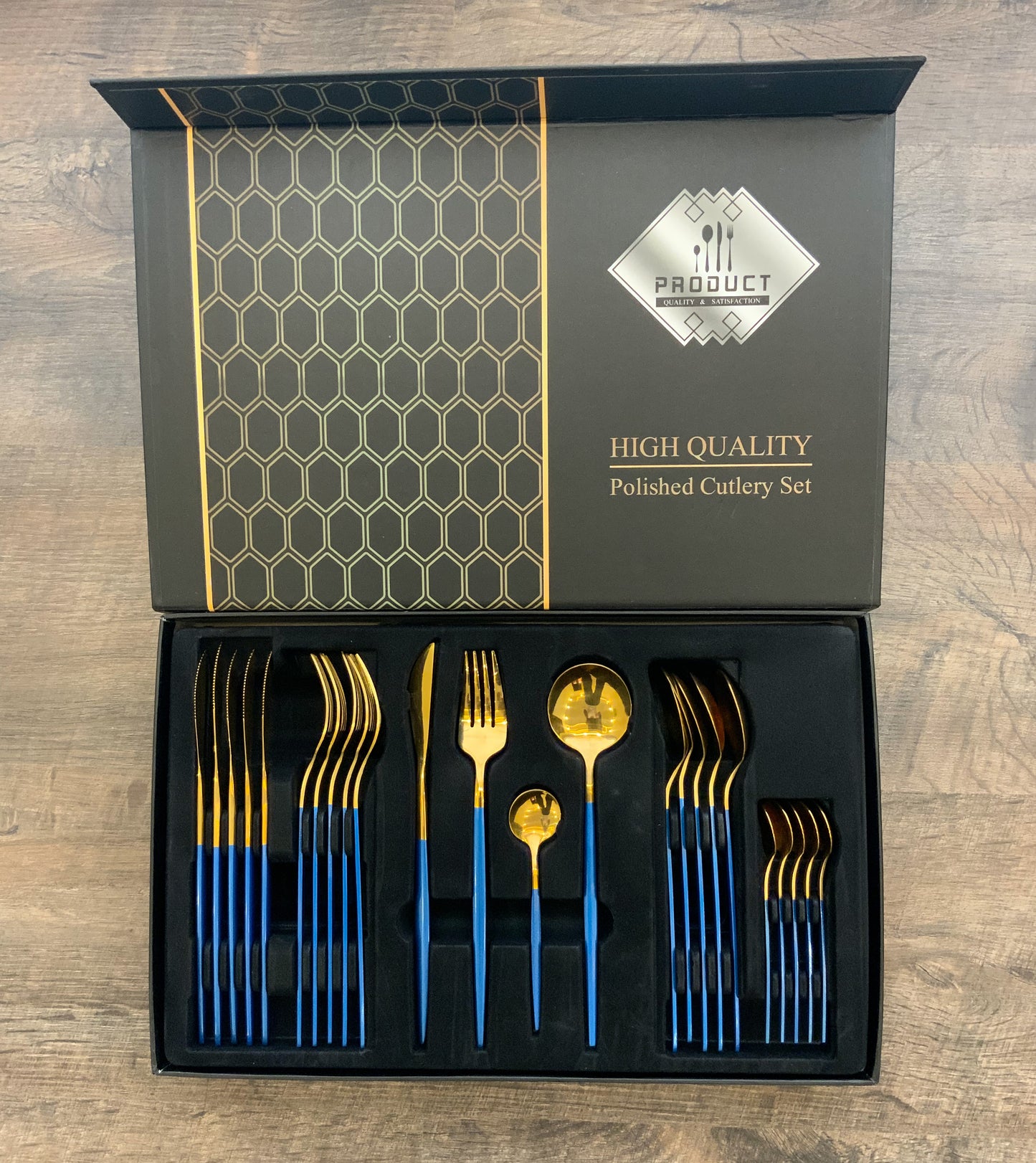 Golden Polished Cutlery Set 24 pcs